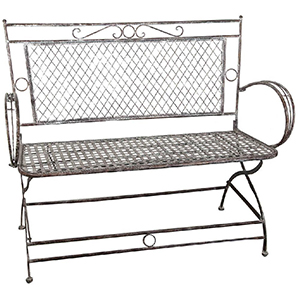 Divanetto/panchina-ferro battuto finitura ruggine anticata 120x52x79