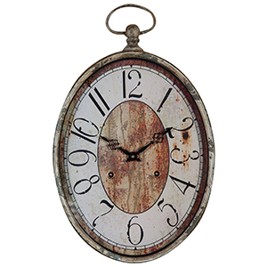 Orologio da parete in ferro finitura bianca anticata L32xPR5xH55 cm
