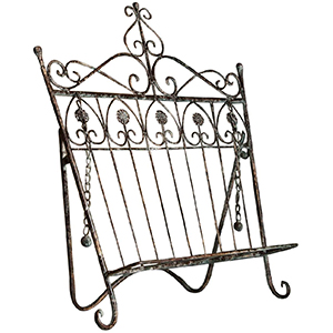 Leggio da appoggio-ferro battuto finitura ruggine anticata 42x26x26