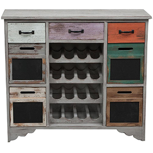 Mobile portabottiglie multicolor in legno di paulonia L97xPR35xH86 cm