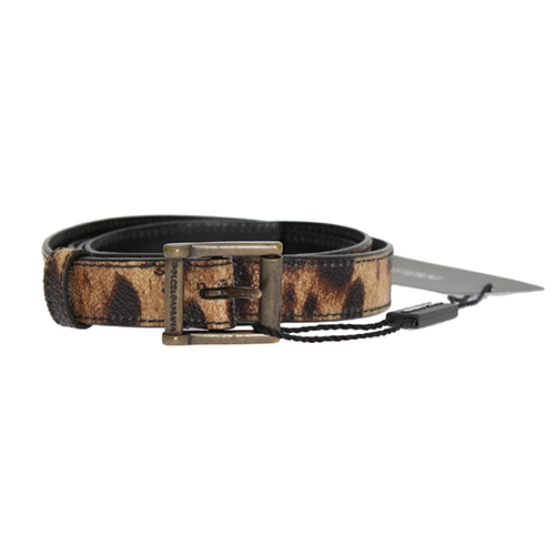 Dolce & Gabbana Brown Leopard Gold Buckle Belt