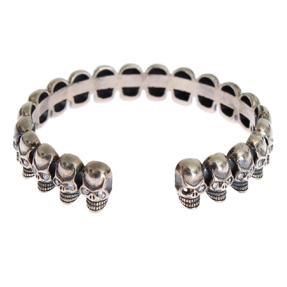 Bracciale rigido con teschio in argento 925 Nialaya