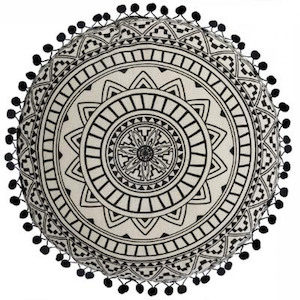 Round delhi cushions 40 cm - Black and white color